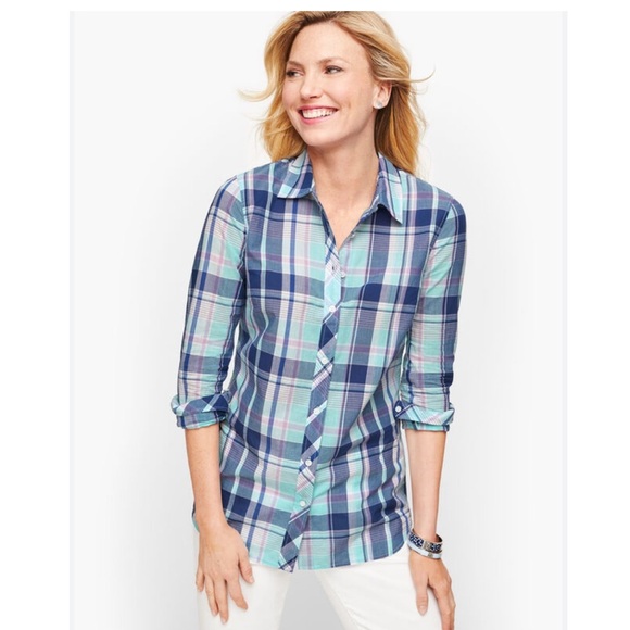 Talbots Tops - Talbots Classic Cotton Picnic Plaid Button Down